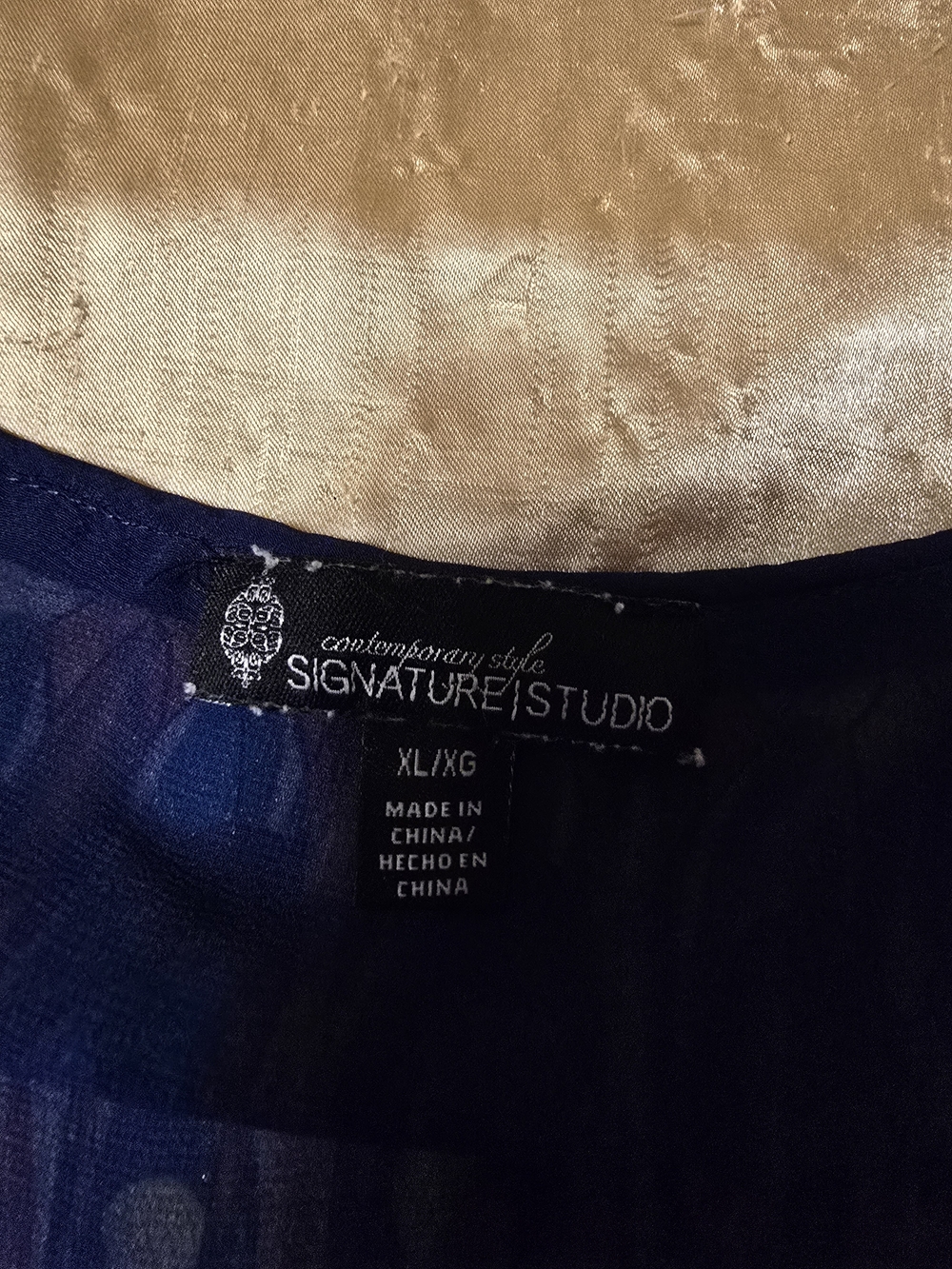 Signature Studio Navy Sheer Sleepwear Top